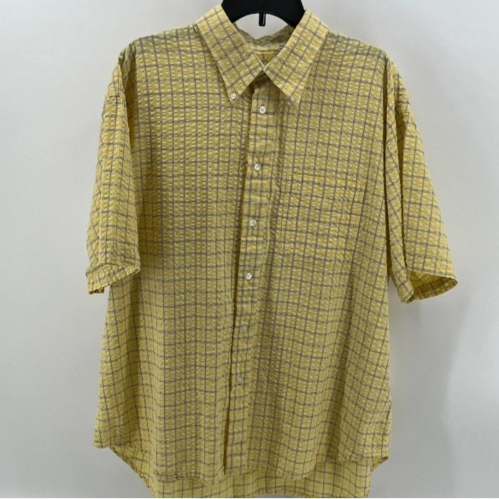 Izod Yellow Plaid Short-Sleeve Button-Down Shirt